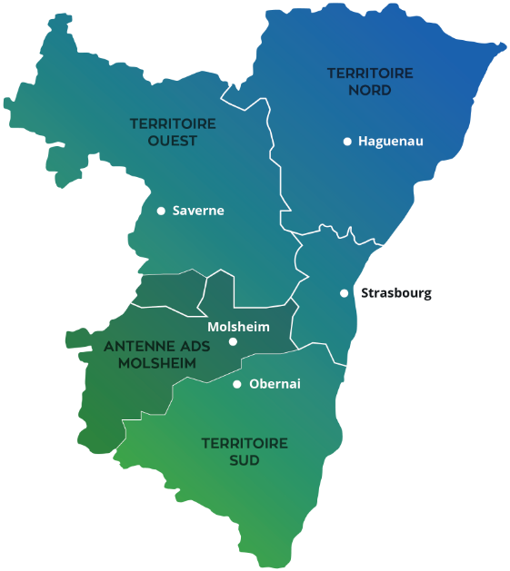 Carte des Territoires de l'Atip 67