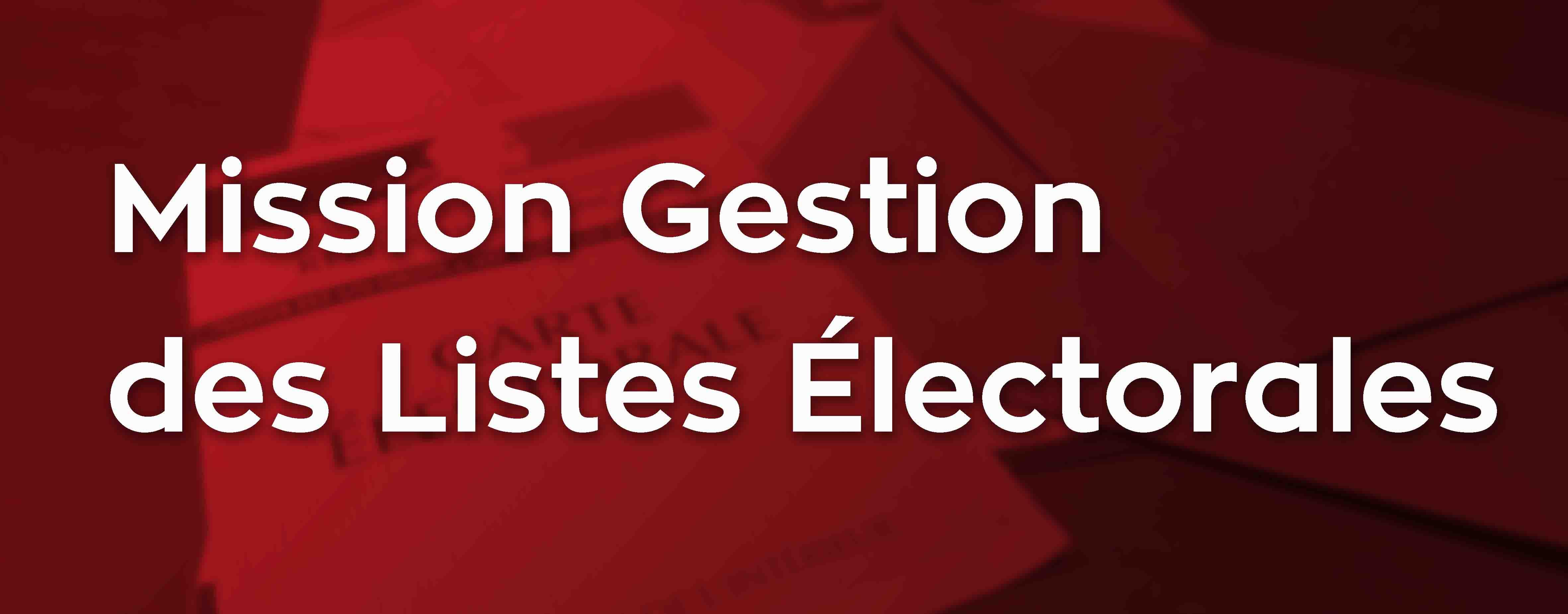 Mission Gestion des Listes Electorales Mission Gestion des Listes Electorales