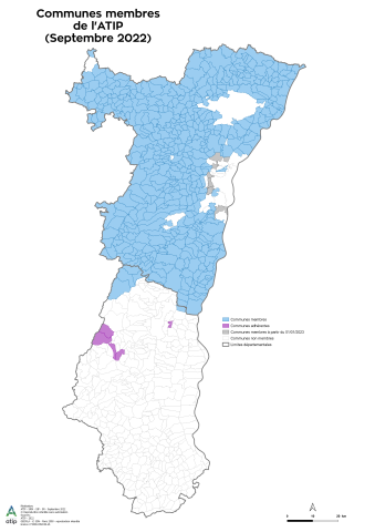 Carte des membres de l'ATIP : communes