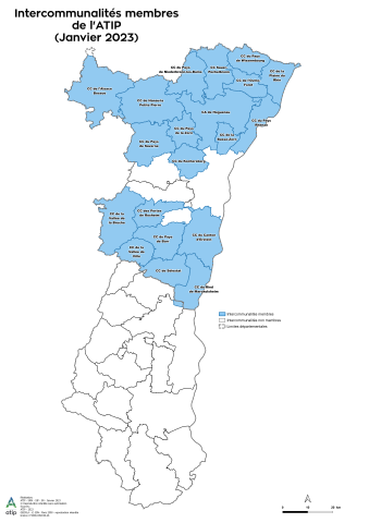 Carte des membres  : communautés de communes et d'agglomération